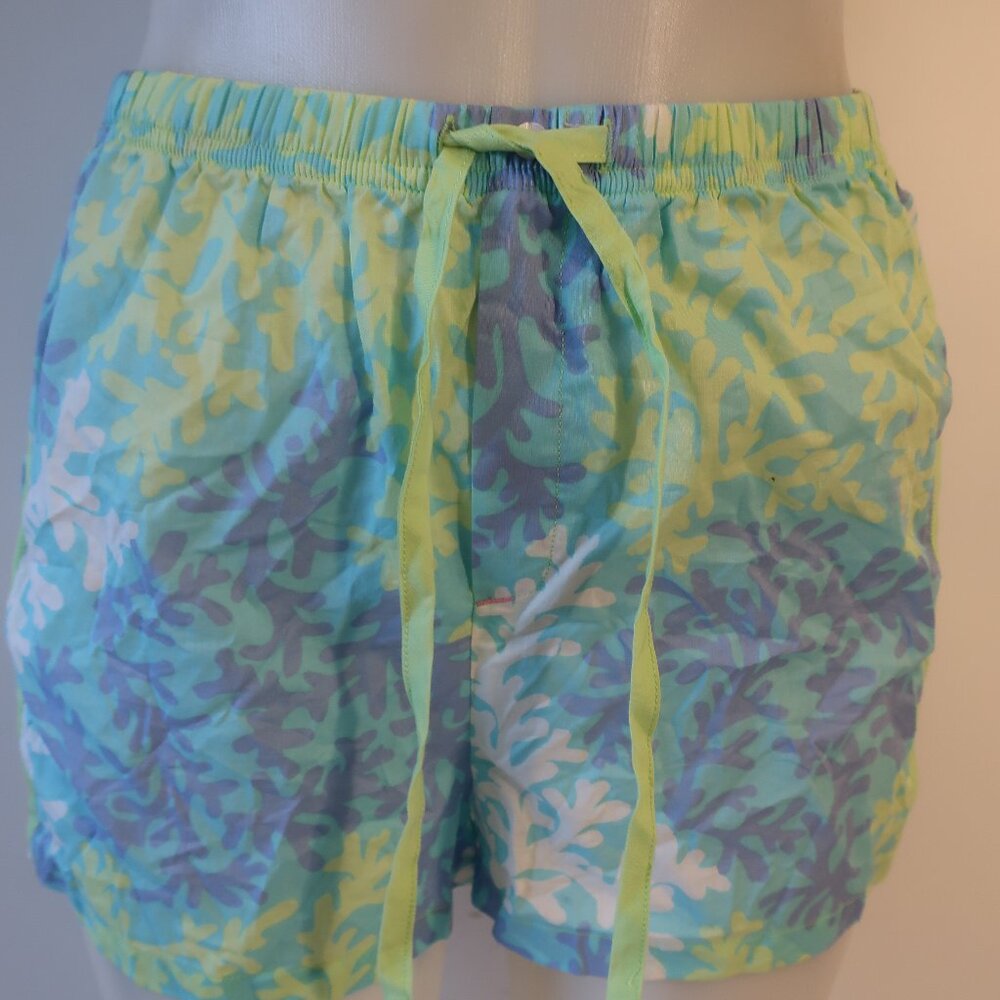 NWT Womens Lilly Pulitzer Aqua Blue Green Quite Coral Sleep Pajama Shorts S